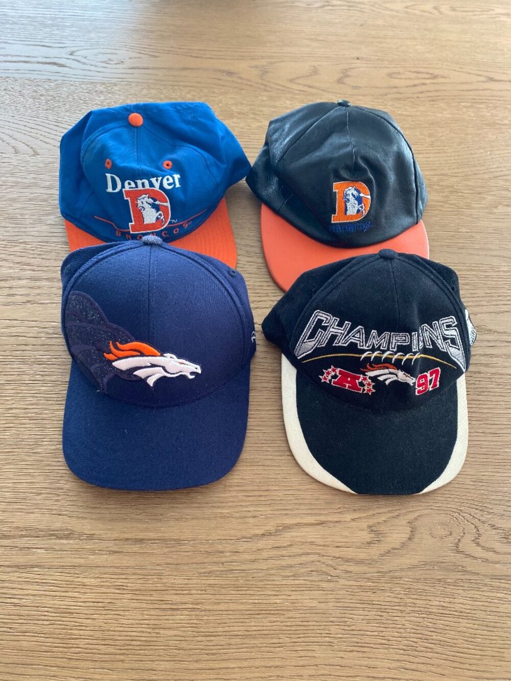 Lot 4 Four Denver Broncos Football NFL Hats Caps Vintage Bundle Resale